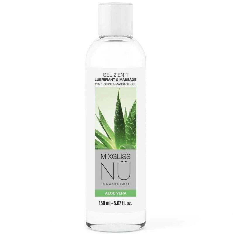 MIXGLISS - 2 EM 1 LUBRIFICANTE À BASE DE ÁGUA E GEL DE MASSAGEM NURU ALOE VERA 150 ML - D-246261 - Dona Pimenta