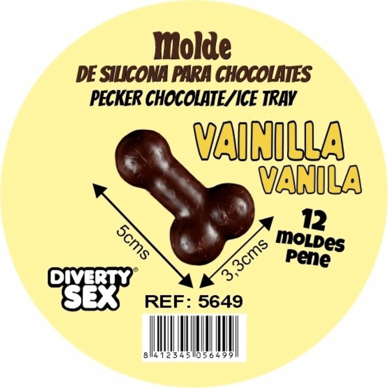 DIABLO PICANTE - FORMA DE CHOCOLATE COM 12 PÊNIS DE SILICONE PARA PENDURAR - BAUNILHA - D-245900 - Dona Pimenta