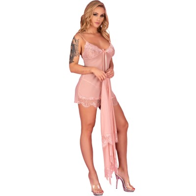 LIVCO CORSETTI FASHION - HYEONA 1710 BABYDOLL + TANGA ROSE S - D-244325 - Dona Pimenta
