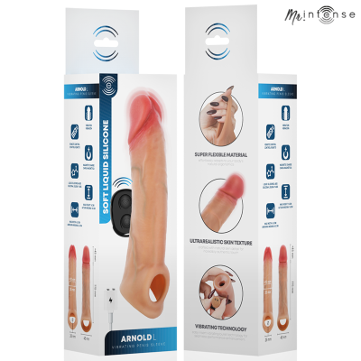 MR INTENSE - ARNOLD L CAPA PENIANA VIBRATÓRIA ULTRA-REALISTA COM CONTROLE REMOTO 16 CM -Ø- 4,5 CM - D-245171 - Dona Pimenta