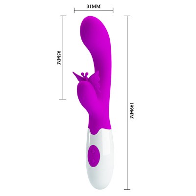 PRETTY LOVE - BUTTERFLY KISS VIBRADOR COELHO COM 30 FUNÇÕES ROXO - D-245997 - Dona Pimenta