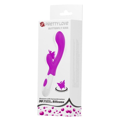 PRETTY LOVE - BUTTERFLY KISS VIBRADOR COELHO COM 30 FUNÇÕES ROXO - D-245997 - Dona Pimenta