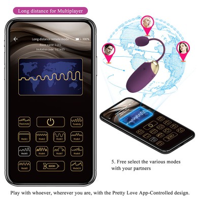 PRETTY LOVE - VIBRADOR DE OVO COM ACIONAMENTO POR APLICATIVO KLAY ROXO - D-245998 - Dona Pimenta