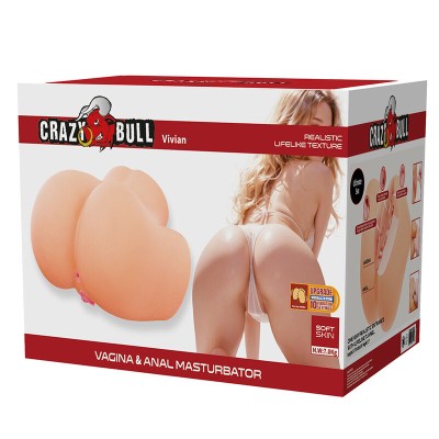 CRAZY BULL - VIVIAN MASTURBADOR VIBRATÓRIO DUPLO VAGINAL E ANAL FLESH - D-245979 - Dona Pimenta