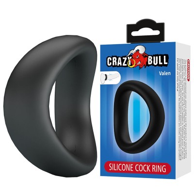 CRAZY BULL - ANEL PENIANO ERGONÔMICO DE SILICONE VALEN PRETO - D-245990 - Dona Pimenta