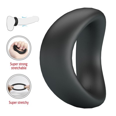 CRAZY BULL - ANEL PENIANO ERGONÔMICO DE SILICONE VALEN PRETO - D-245990 - Dona Pimenta