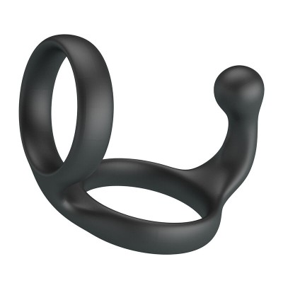 CRAZY BULL - ANEL DUPLO FLORIAN PARA PÊNIS E TESTÍCULOS PRETO - D-245992 - Dona Pimenta