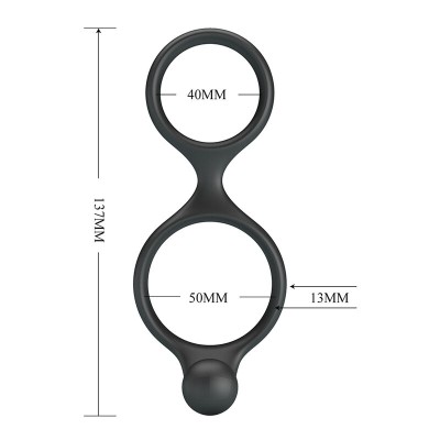 CRAZY BULL - ANEL DUPLO FLORIAN PARA PÊNIS E TESTÍCULOS PRETO - D-245992 - Dona Pimenta