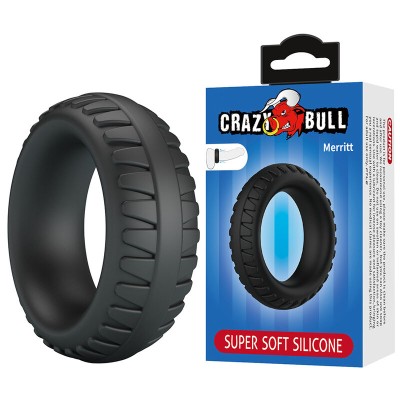 CRAZY BULL - ANEL PENIANO DE SILICONE TEXTURIZADO MERRITT PRETO - D-245995 - Dona Pimenta