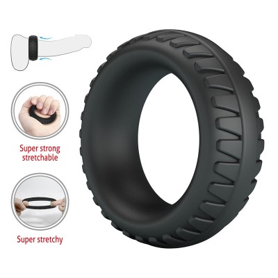 CRAZY BULL - ANEL PENIANO DE SILICONE TEXTURIZADO MERRITT PRETO - D-245995 - Dona Pimenta