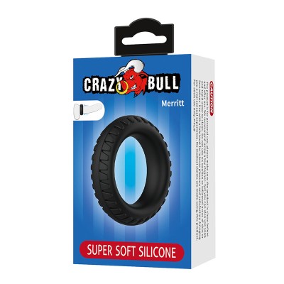 CRAZY BULL - ANEL PENIANO DE SILICONE TEXTURIZADO MERRITT PRETO - D-245995 - Dona Pimenta