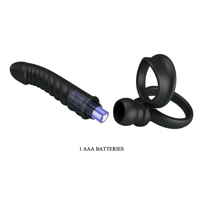 PRETTY LOVE - VIBRADOR ANAL MERRITT COM ANEL E VIBRAÇÃO PRETO - D-245954 - Dona Pimenta