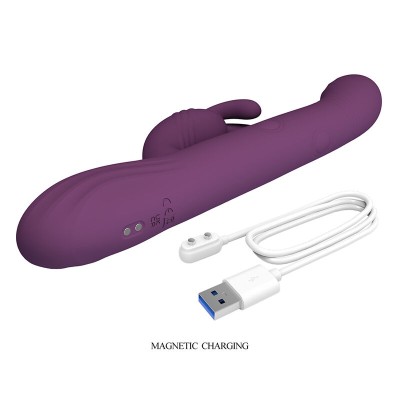 PRETTY LOVE - DEE VIBRADOR MULTIFUNCIONAL COELHO OSCILAÇÃO E PERCUSSÃO ROXO - D-245944 - Dona Pimenta