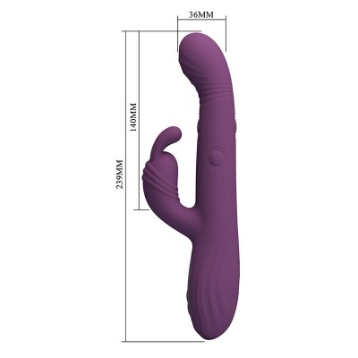 PRETTY LOVE - DEE VIBRADOR MULTIFUNCIONAL COELHO OSCILAÇÃO E PERCUSSÃO ROXO - D-245944 - Dona Pimenta