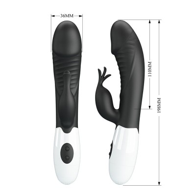 PRETTY LOVE - RASMUSSEN VIBRADOR COELHO COM 30 FUNÇÕES PRETO - D-245974 - Dona Pimenta