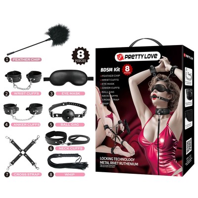PRETTY LOVE - KIT BDSM DE 8 PEÇAS PRETO - D-245965 - Dona Pimenta