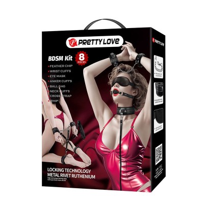 PRETTY LOVE - KIT BDSM DE 8 PEÇAS PRETO - D-245965 - Dona Pimenta
