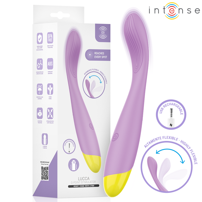 INTENSE - LUCCA ESTIMULADOR DE PONTO G FLEXÍVEL RECARREGÁVEL VIA USB - D-246283 - Dona Pimenta