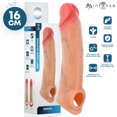 MR INTENSE - CAPA DE SILICONE PARA PÊNIS SIMON L 16 CM -Ø- 4,5 CM - D-245169 - Dona Pimenta