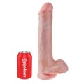 KING COCK - DILDO REALISTA COM TESTÍCULOS E VENTOSA 38 CM COR DE CARNE - D-246329 - Dona Pimenta