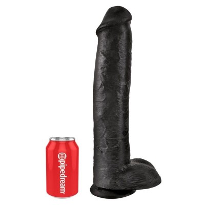 KING COCK - DILDO REALISTA COM TESTÍCULOS 38 CM PRETO - D-246330 - Dona Pimenta