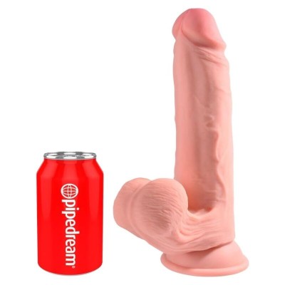 KING COCK PLUS - DILDO REALISTA DE TRIPLA DENSIDADE COM TESTÍCULOS MÓVEIS 23 CM COR DE CARNE - D-246332 - Dona Pimenta