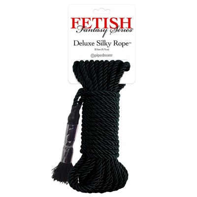 FETISH FANTASY SERIES - CORDA DE SEDA PRETA DE LUXO 9,75 M - D-246325 - Dona Pimenta