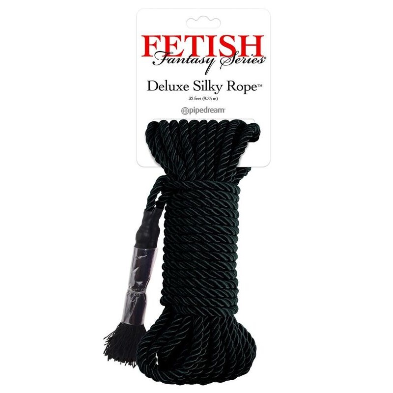 FETISH FANTASY SERIES - CORDA DE SEDA PRETA DE LUXO 9,75 M - D-246325 - Dona Pimenta
