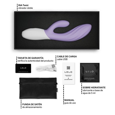 LELO - INA TWIST VIBRADOR DUPLO COELHO PARA PONTO G E CLITÓRIS LAVANDA - D-246390 - Dona Pimenta