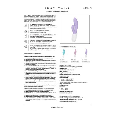 LELO - INA TWIST VIBRADOR DUPLO COELHO PARA PONTO G E CLITÓRIS LAVANDA - D-246390 - Dona Pimenta