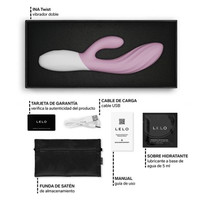LELO - INA TWIST VIBRADOR DUPLO COELHO PARA PONTO G E CLITÓRIS LAVANDA - D-246390 - Dona Pimenta
