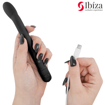 IBIZA - VIBRADOR DE PONTO G PRETO COM VIBRAÇÃO - D-245700 - Dona Pimenta