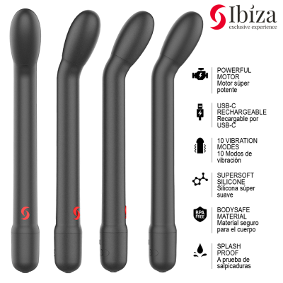 IBIZA - VIBRADOR DE PONTO G PRETO COM VIBRAÇÃO - D-245700 - Dona Pimenta