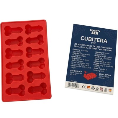 DIABLO PICANTE - 12 PÊNIS DE SILICONE DURO PENDURADOS EM BALDE DE GELO AZUL - D-245897 - Dona Pimenta