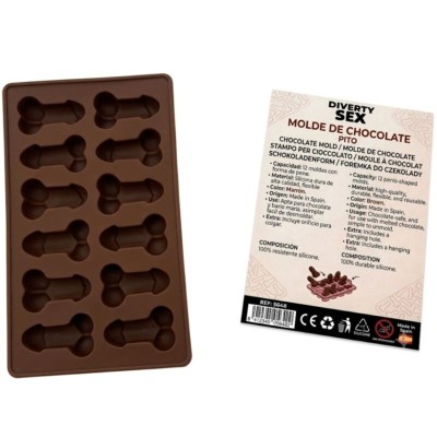 DIABLO PICANTE - FORMA DE CHOCOLATE COM 12 PÊNIS DE SILICONE PARA PENDURAR VERMELHO - D-245899 - Dona Pimenta