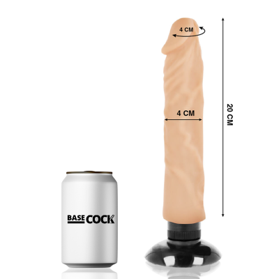 BASECOCK - VIBRADOR REALÍSTICO 2-1 NATURAL 20 CM - D-223029 - Dona Pimenta