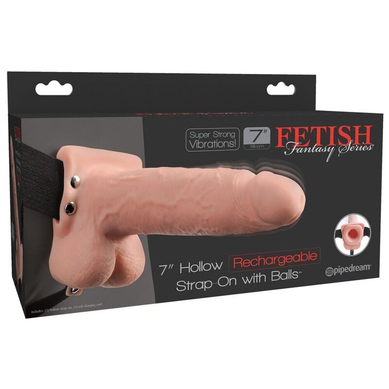 FETISH FANTASY SERIES  - STRAP-ON VIBRATÓRIO REALISTA COM BOLAS 17,8 CM - D-246184 - Dona Pimenta