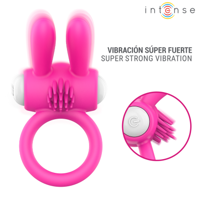 INTENSE - ANEL PENIANO VIBRATÓRIO HOPPS COM ESTIMULAÇÃO CLITÓRICA ROSA - D-246279 - Dona Pimenta