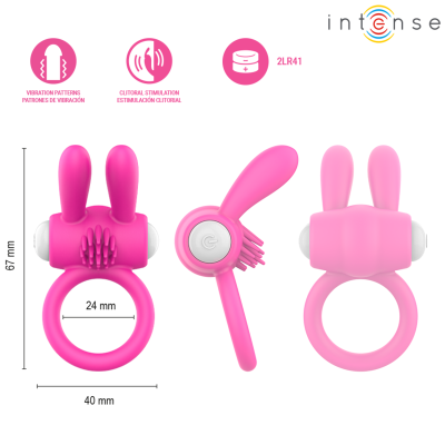 INTENSE - ANEL PENIANO VIBRATÓRIO HOPPS COM ESTIMULAÇÃO CLITÓRICA ROSA - D-246279 - Dona Pimenta