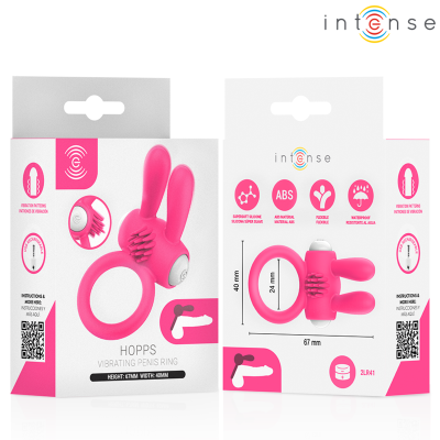 INTENSE - ANEL PENIANO VIBRATÓRIO HOPPS COM ESTIMULAÇÃO CLITÓRICA ROSA - D-246279 - Dona Pimenta