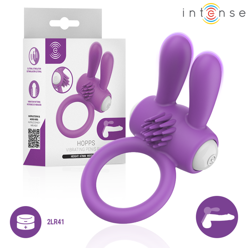 INTENSE - ANEL PENIANO VIBRATÓRIO HOPPS COM ESTIMULAÇÃO CLITÓRICA ROXO - D-246280 - Dona Pimenta