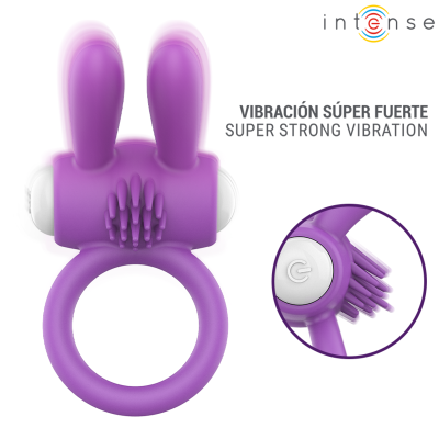 INTENSE - ANEL PENIANO VIBRATÓRIO HOPPS COM ESTIMULAÇÃO CLITÓRICA ROXO - D-246280 - Dona Pimenta