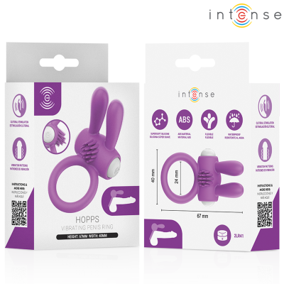 INTENSE - ANEL PENIANO VIBRATÓRIO HOPPS COM ESTIMULAÇÃO CLITÓRICA ROXO - D-246280 - Dona Pimenta