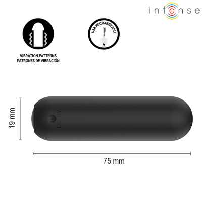 INTENSE - JUDY VIBRADOR BULLET RECARREGÁVEL COM CONTROLE REMOTO PRETO - D-246281 - Dona Pimenta
