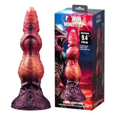 POWER MONSTERS - SAVAGE BEASTLORD TRICOLOR FANTASY SILICONE DILDO 24 CM Ø 5 CM - D-246109 - Dona Pimenta