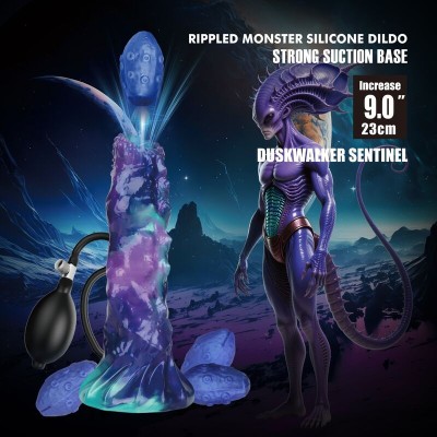 POWER MONSTERS - DUSKWALKER SENTINEL TRICOLOR DILDO DE SILICONE INFLÁVEL FANTASIA 23 CM Ø 5 CM - D-246112 - Dona Pimenta