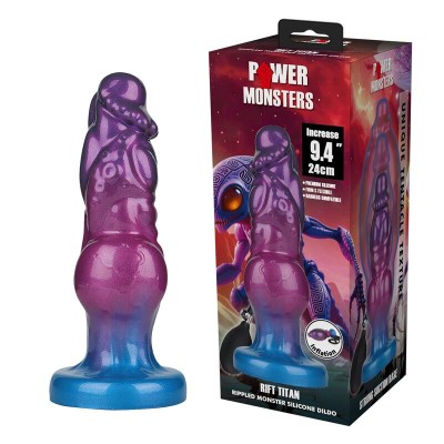 POWER MONSTERS - RIFT TITAN BICOLOR DILDO DE SILICONE INFLÁVEL FANTASIA 24 CM Ø 5 CM - D-246116 - Dona Pimenta