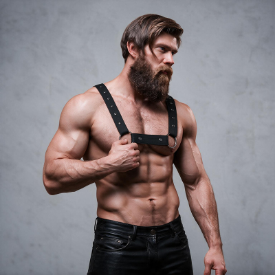 ATITUDE SUBMISSIVA DE FETICHE - ARNÊS ESPORTIVO DE PEITO AJUSTÁVEL HOMEM DE NEOPRENE - D-235861 - Dona Pimenta