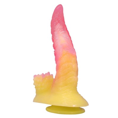 POWER MONSTERS - DILDO ONDULADO MONSTER FANTASY COM VENTOSA 22,5 CM Ø 5,5 CM ROSA E AMARELO - D-246093 - Dona Pimenta
