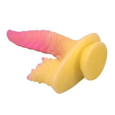 POWER MONSTERS - DILDO ONDULADO MONSTER FANTASY COM VENTOSA 22,5 CM Ø 5,5 CM ROSA E AMARELO - D-246093 - Dona Pimenta